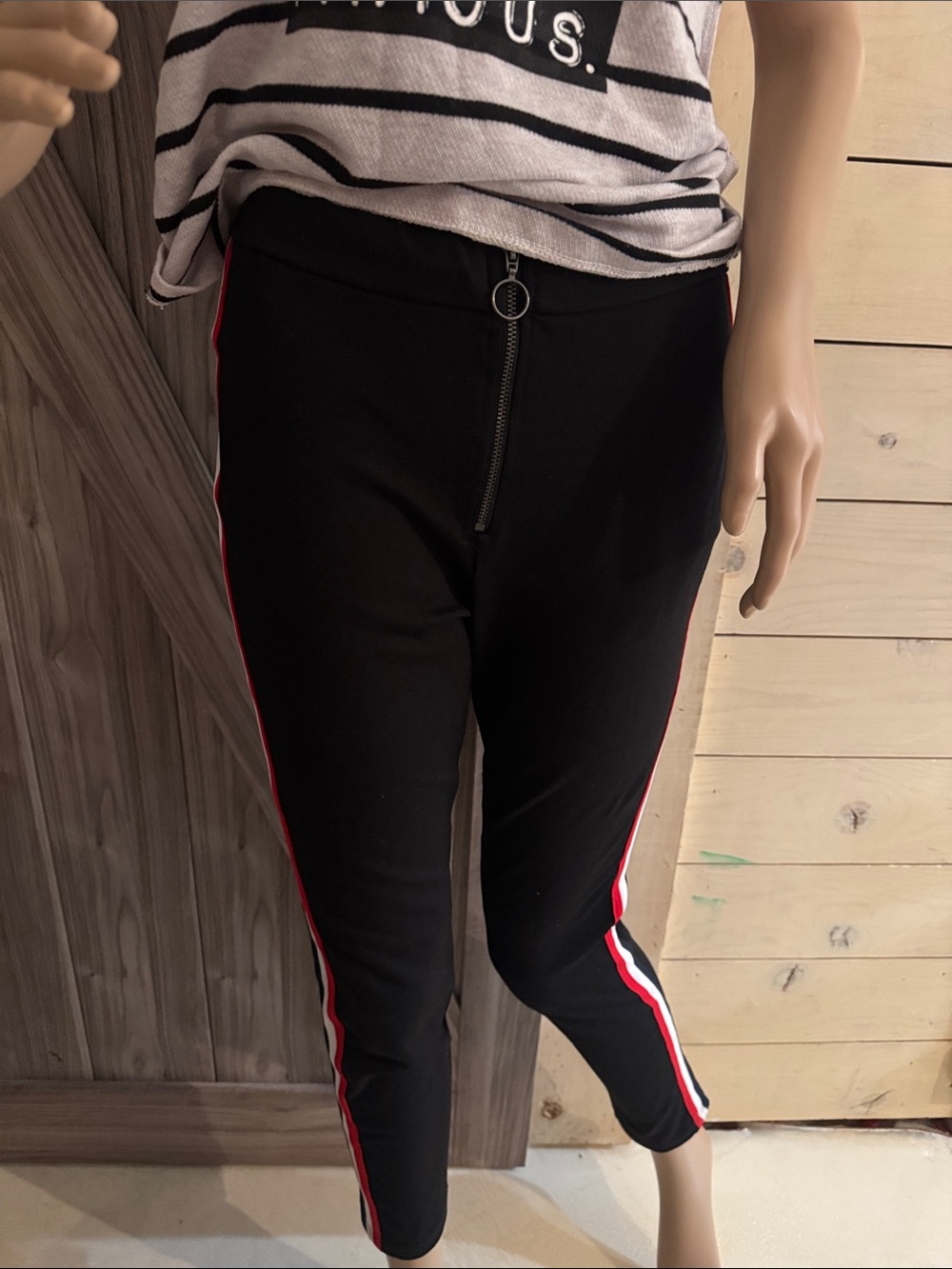 Black Side-Stripe Women’s Pull-On Pants